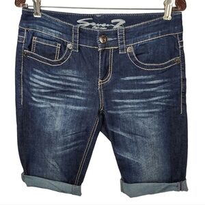 Seven7 Women's Home Cut Off Rolled Hem Bermuda Shorts Size 6- Embellished Pocket